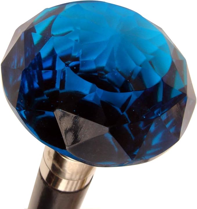 维多利亚步行棒钴蓝色切割玻璃手杖